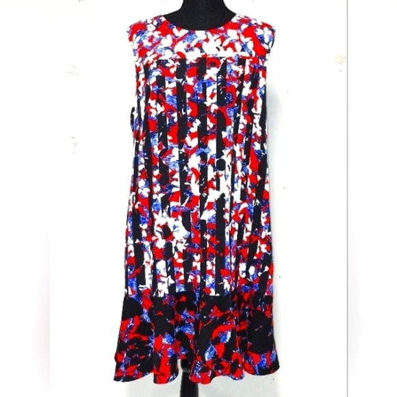 Floral scoop neck sleeveless multi-colors Dress S: XL - Picture 1 of 7